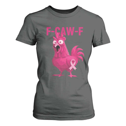 Fcawf Pink Chicken Ribbon Funny Breast Cancer Support T Shirt For Women Sarcastic Survivor Humor