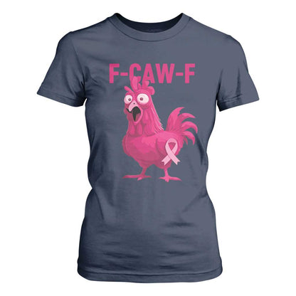 Fcawf Pink Chicken Ribbon Funny Breast Cancer Support T Shirt For Women Sarcastic Survivor Humor