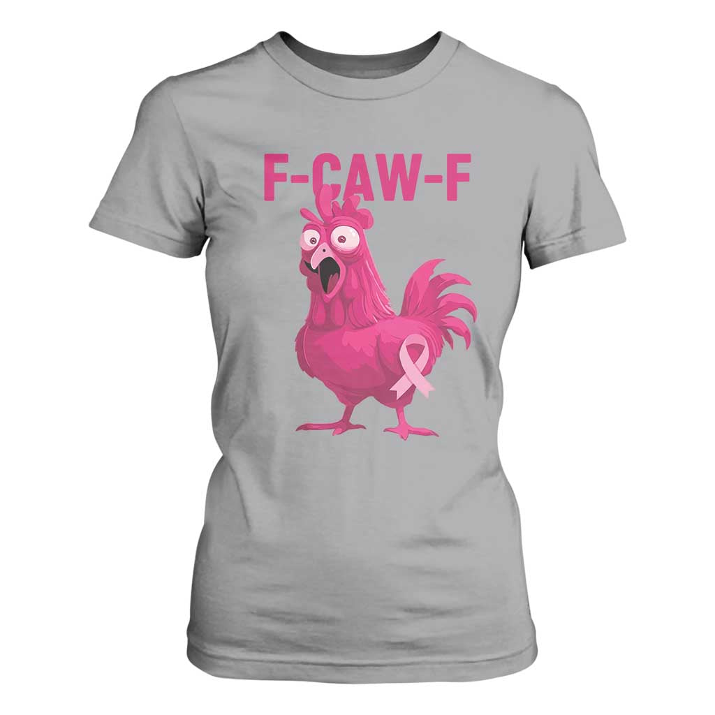 Fcawf Pink Chicken Ribbon Funny Breast Cancer Support T Shirt For Women Sarcastic Survivor Humor