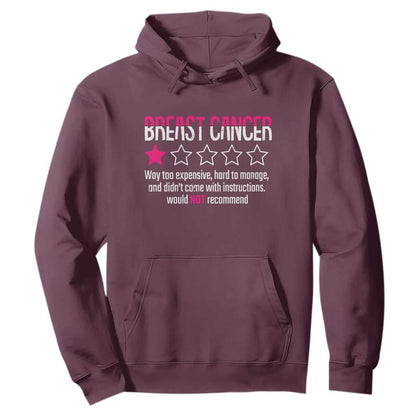 Funny Breast Cancer One Star Review Hoodie Would Not Recommend Breast Cancer Warrior