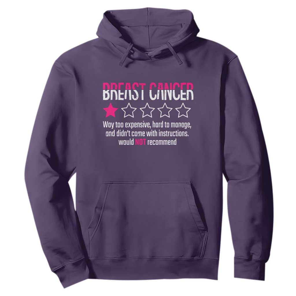Funny Breast Cancer One Star Review Hoodie Would Not Recommend Breast Cancer Warrior