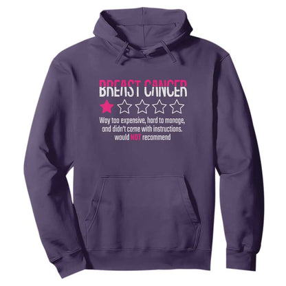 Funny Breast Cancer One Star Review Hoodie Would Not Recommend Breast Cancer Warrior