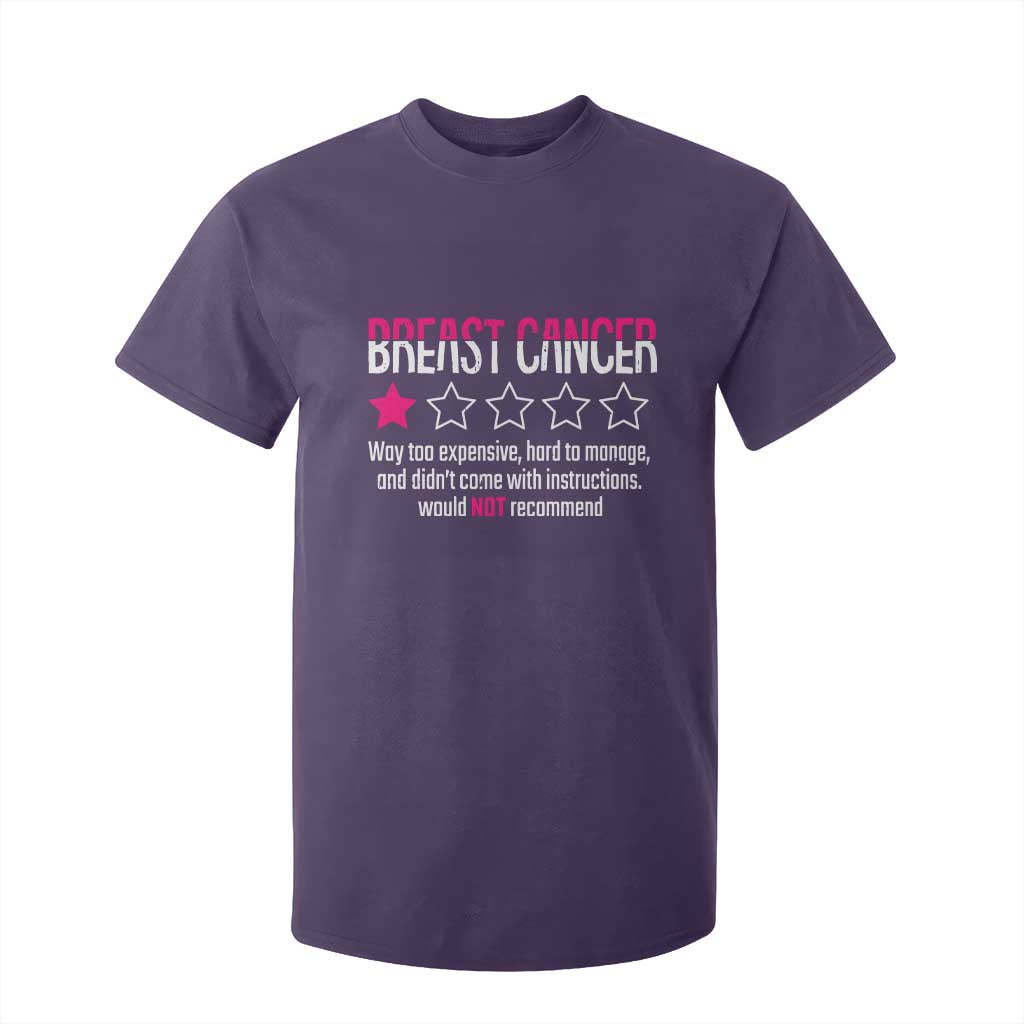 Funny Breast Cancer One Star Review T Shirt For Kid Would Not Recommend Breast Cancer Warrior