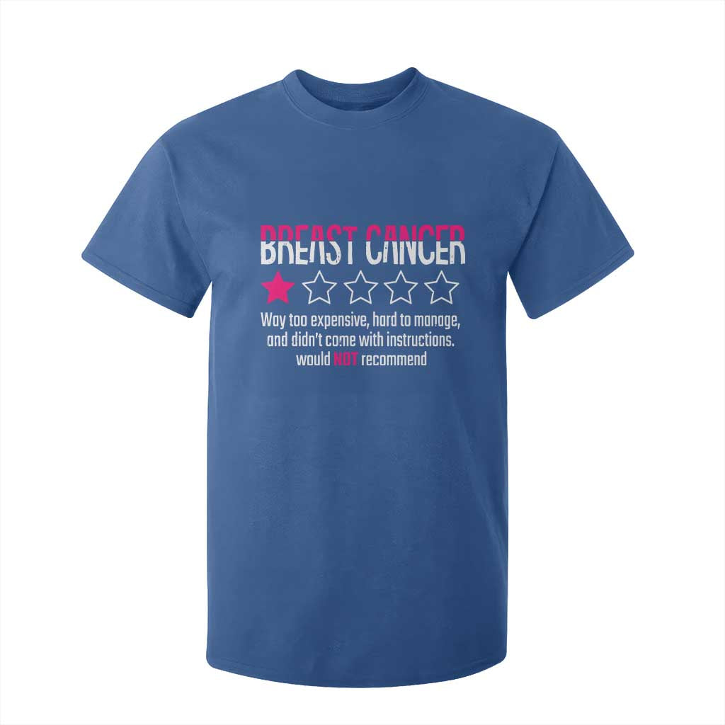Funny Breast Cancer One Star Review T Shirt For Kid Would Not Recommend Breast Cancer Warrior
