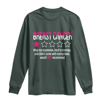 Funny Breast Cancer One Star Review Long Sleeve Shirt Would Not Recommend Breast Cancer Warrior