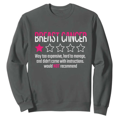 Funny Breast Cancer One Star Review Sweatshirt Would Not Recommend Breast Cancer Warrior