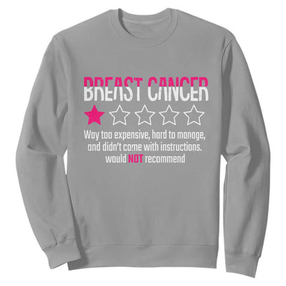 Funny Breast Cancer One Star Review Sweatshirt Would Not Recommend Breast Cancer Warrior