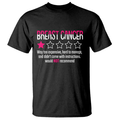 Funny Breast Cancer One Star Review T Shirt Would Not Recommend Breast Cancer Warrior