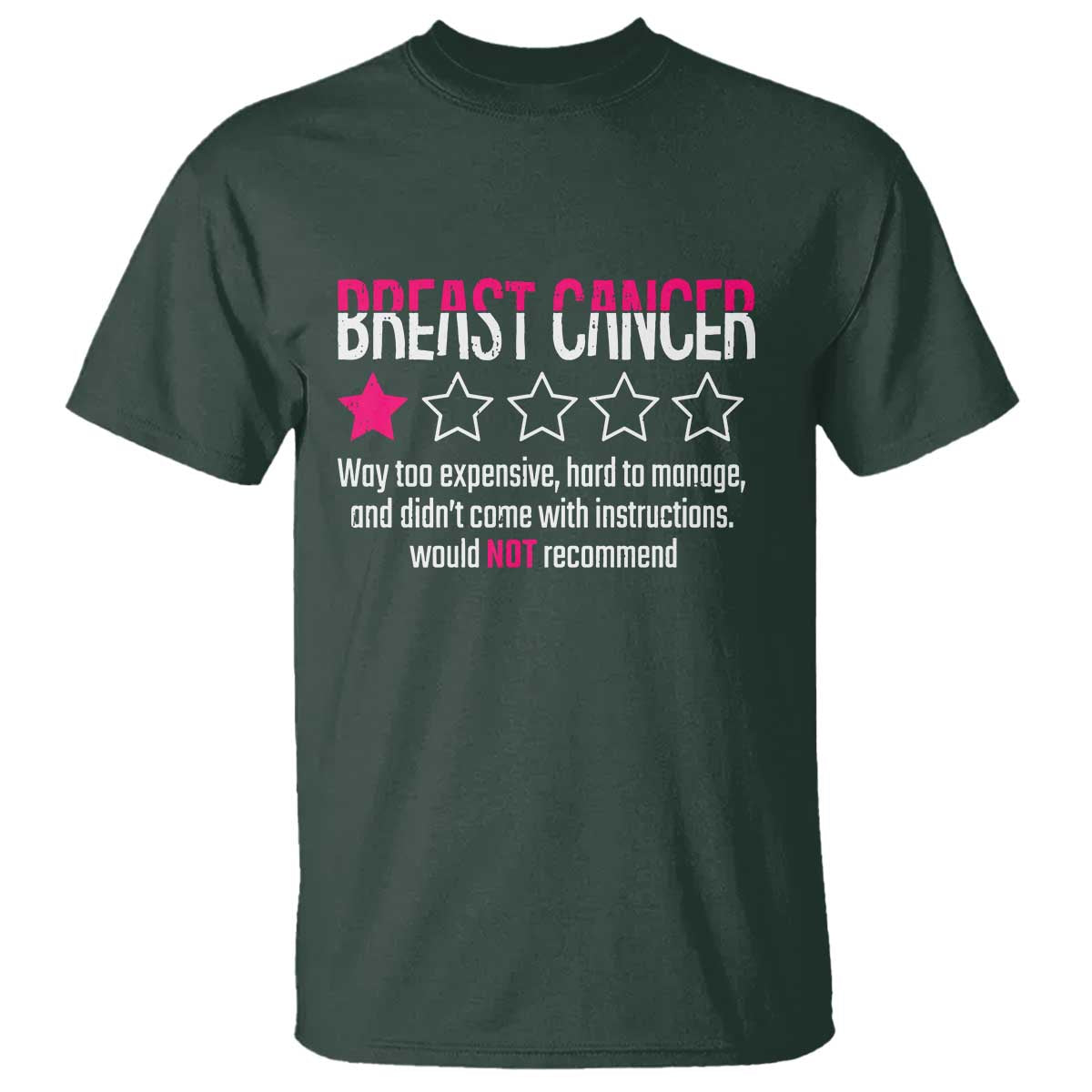 Funny Breast Cancer One Star Review T Shirt Would Not Recommend Breast Cancer Warrior