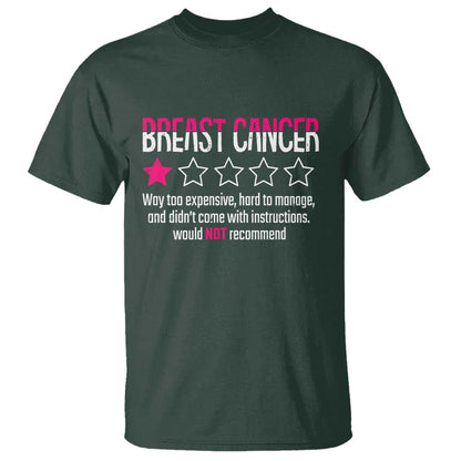 Funny Breast Cancer One Star Review T Shirt Would Not Recommend Breast Cancer Warrior
