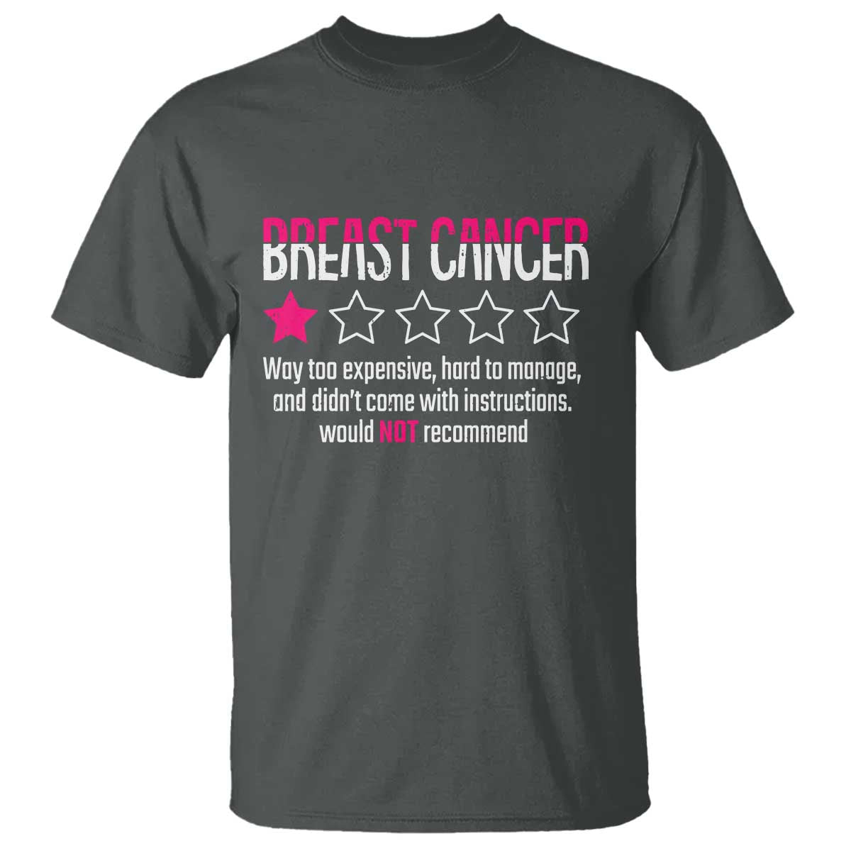 Funny Breast Cancer One Star Review T Shirt Would Not Recommend Breast Cancer Warrior