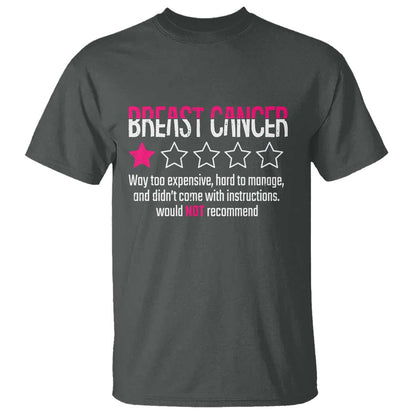 Funny Breast Cancer One Star Review T Shirt Would Not Recommend Breast Cancer Warrior