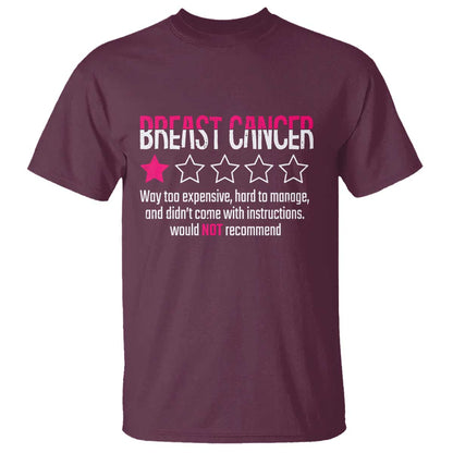 Funny Breast Cancer One Star Review T Shirt Would Not Recommend Breast Cancer Warrior