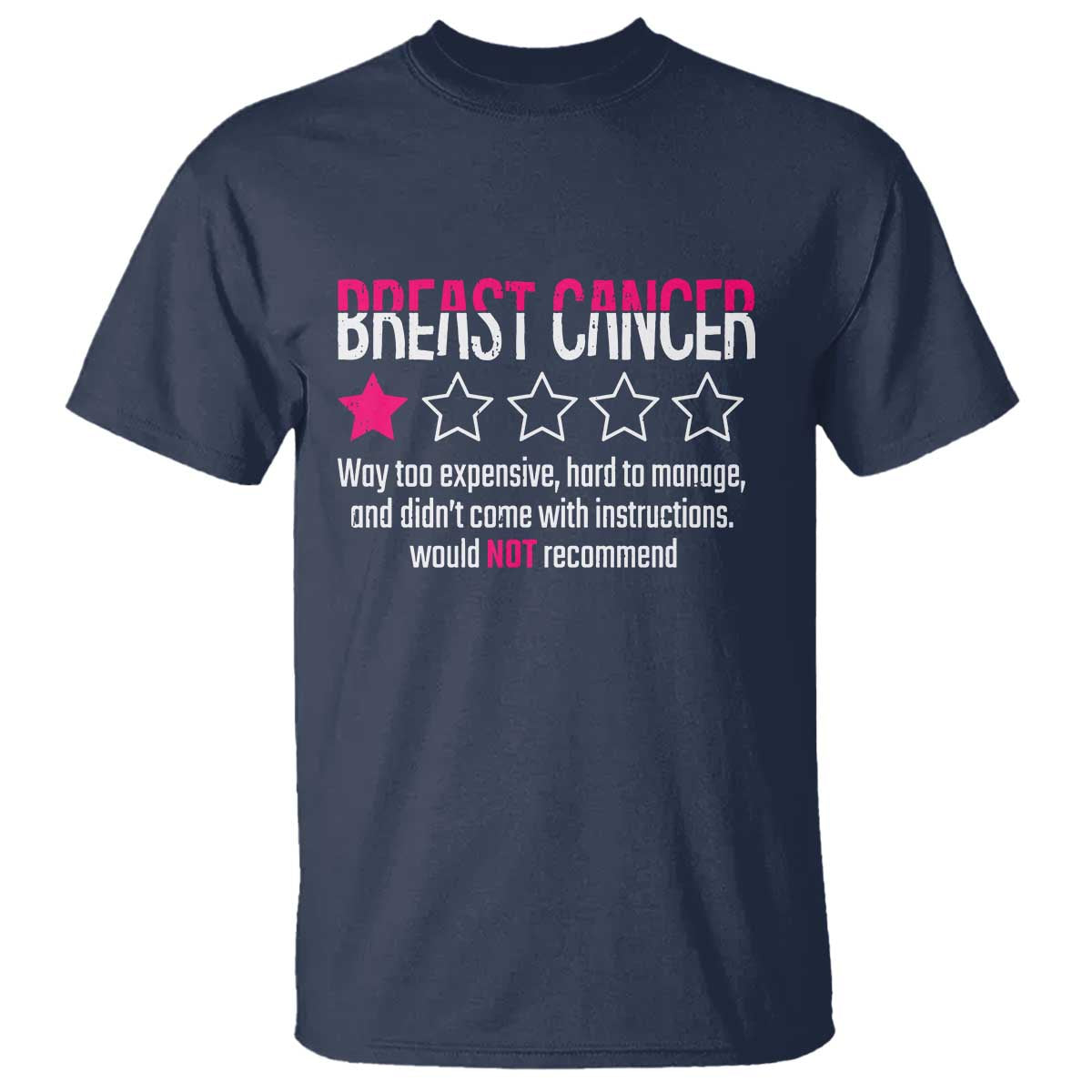 Funny Breast Cancer One Star Review T Shirt Would Not Recommend Breast Cancer Warrior