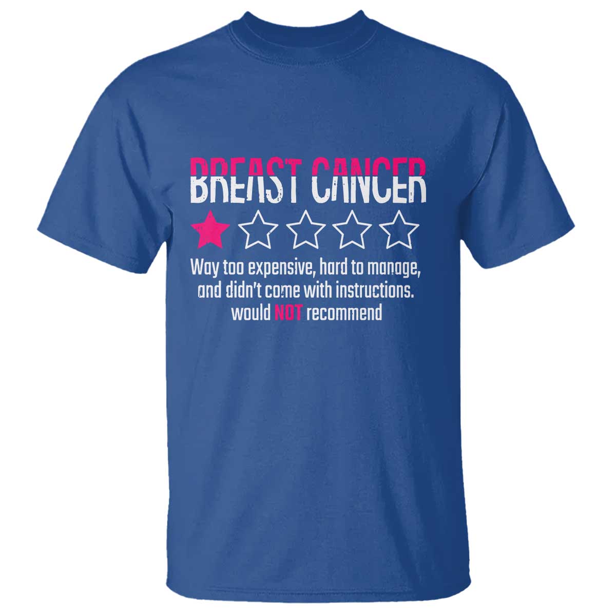 Funny Breast Cancer One Star Review T Shirt Would Not Recommend Breast Cancer Warrior