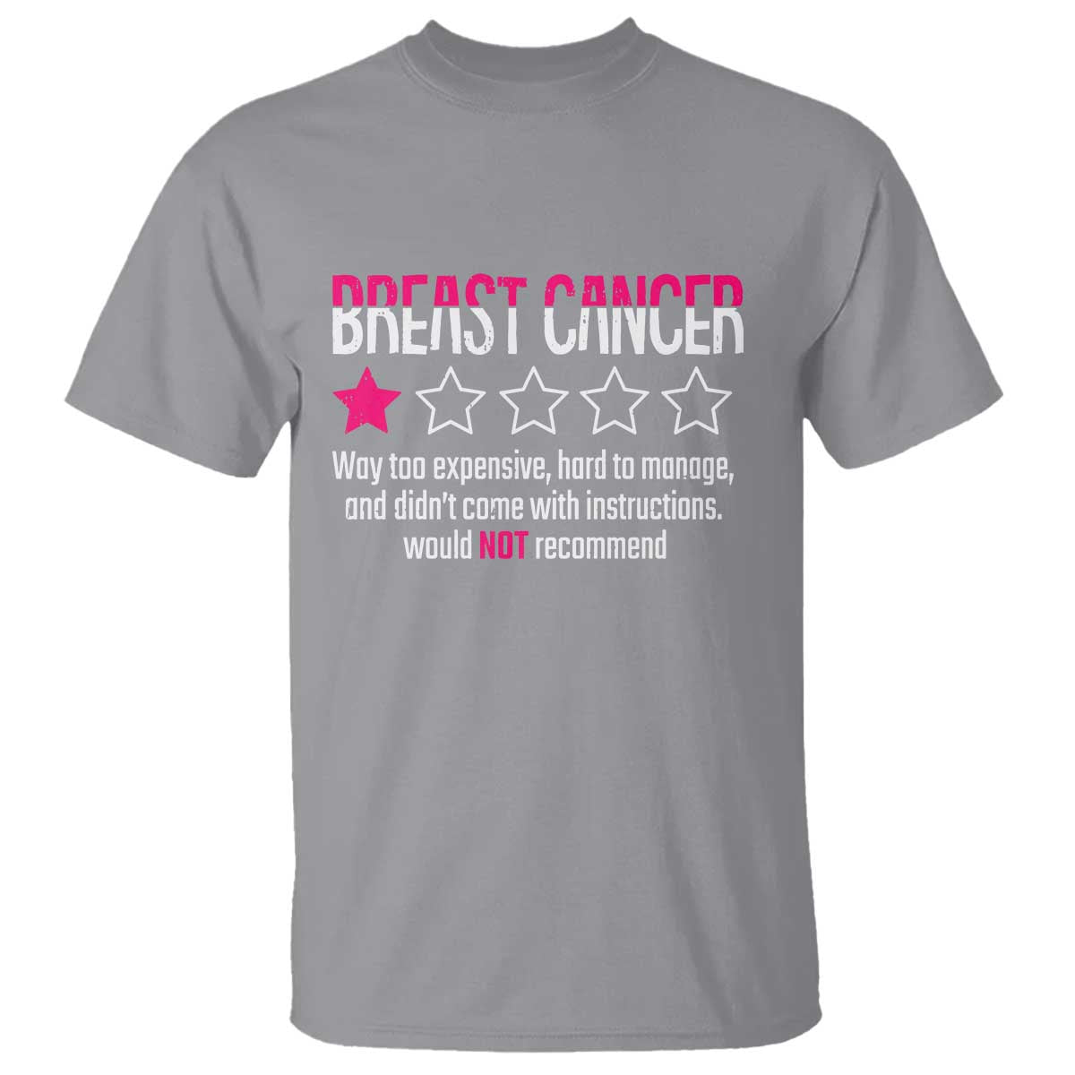 Funny Breast Cancer One Star Review T Shirt Would Not Recommend Breast Cancer Warrior