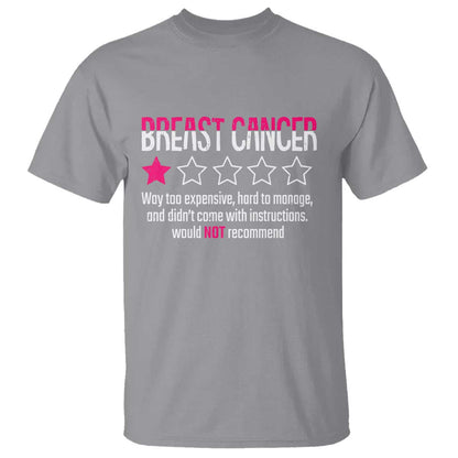 Funny Breast Cancer One Star Review T Shirt Would Not Recommend Breast Cancer Warrior