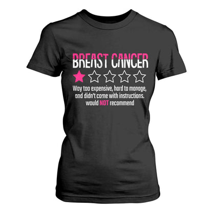 Funny Breast Cancer One Star Review T Shirt For Women Would Not Recommend Breast Cancer Warrior