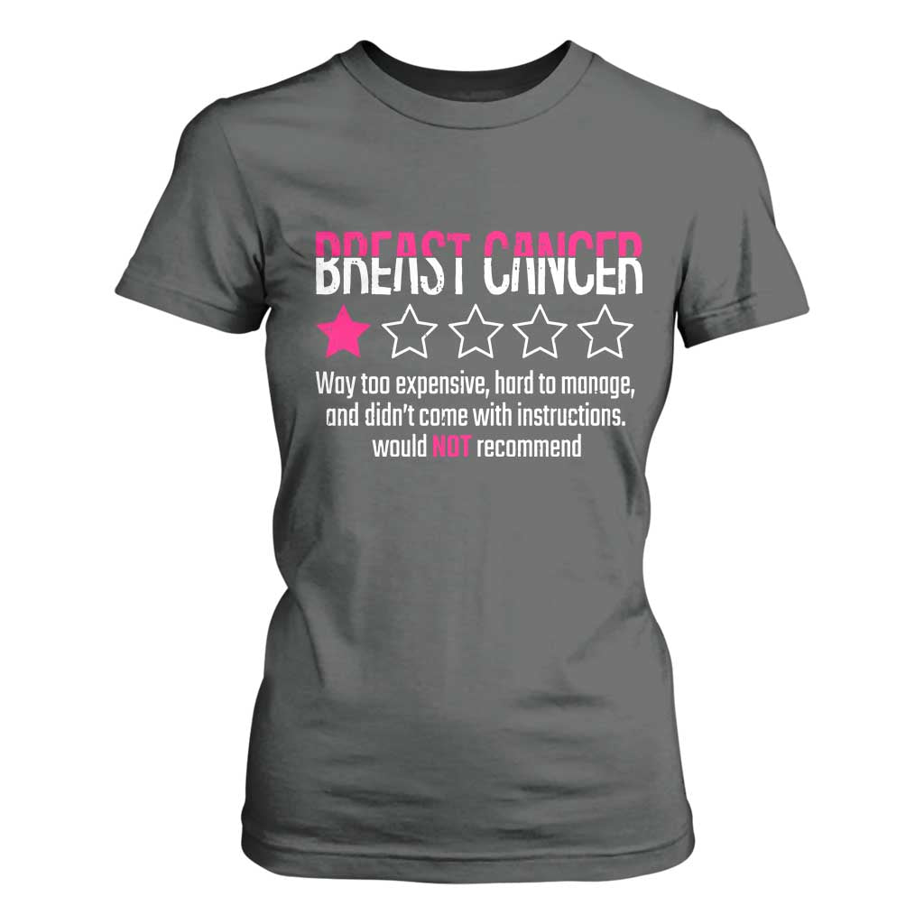 Funny Breast Cancer One Star Review T Shirt For Women Would Not Recommend Breast Cancer Warrior