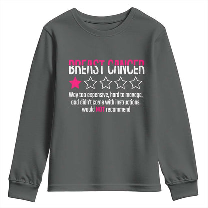 Funny Breast Cancer One Star Review Youth Sweatshirt Would Not Recommend Breast Cancer Warrior