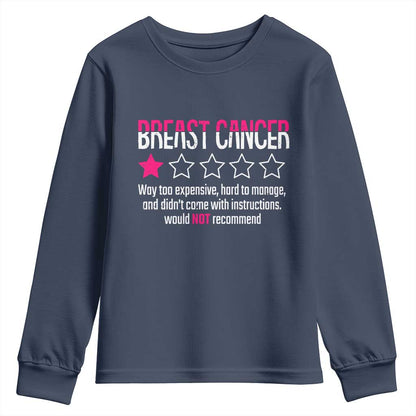 Funny Breast Cancer One Star Review Youth Sweatshirt Would Not Recommend Breast Cancer Warrior