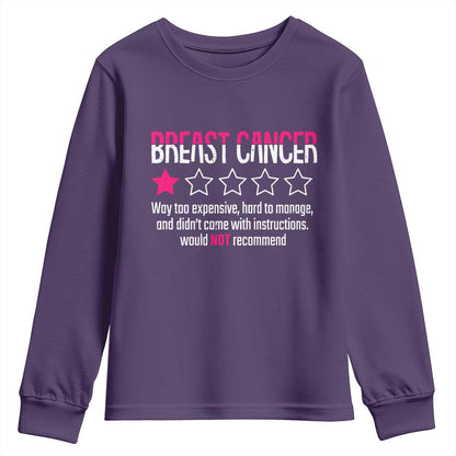Funny Breast Cancer One Star Review Youth Sweatshirt Would Not Recommend Breast Cancer Warrior
