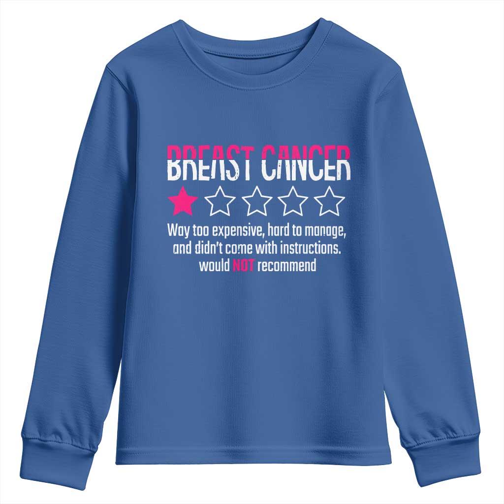 Funny Breast Cancer One Star Review Youth Sweatshirt Would Not Recommend Breast Cancer Warrior
