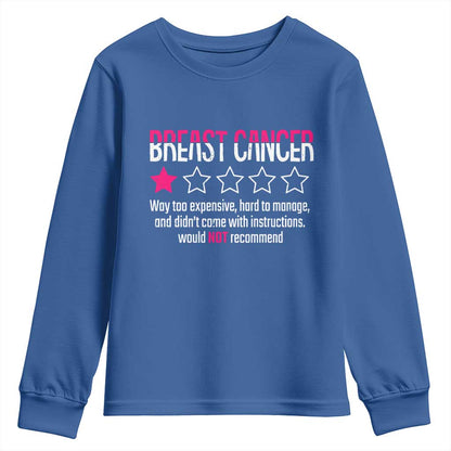 Funny Breast Cancer One Star Review Youth Sweatshirt Would Not Recommend Breast Cancer Warrior