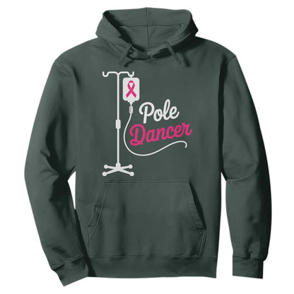 Pole Dancer Funny IV Drip Pole Graphic Hoodie Chemotherapy Breast Cancer Support Warrior