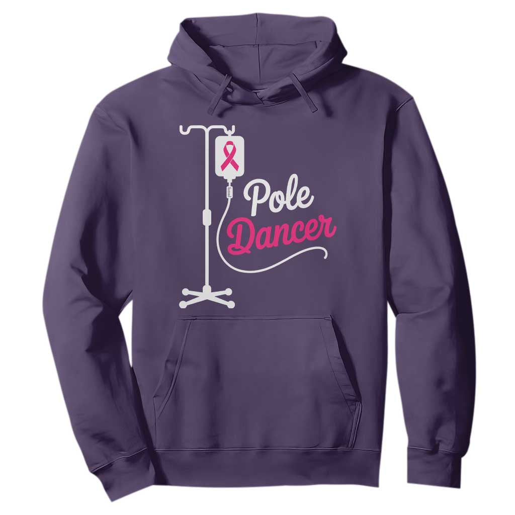 Pole Dancer Funny IV Drip Pole Graphic Hoodie Chemotherapy Breast Cancer Support Warrior