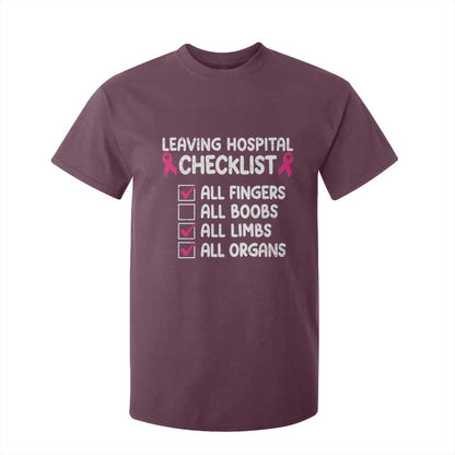Leaving Hospital Checklist Funny Mastectomy Surgery T Shirt For Kid Breast Cancer Support Survivor Humor