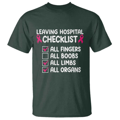 Leaving Hospital Checklist Funny Mastectomy Surgery T Shirt Breast Cancer Support Survivor Humor