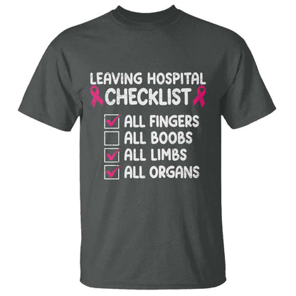 Leaving Hospital Checklist Funny Mastectomy Surgery T Shirt Breast Cancer Support Survivor Humor