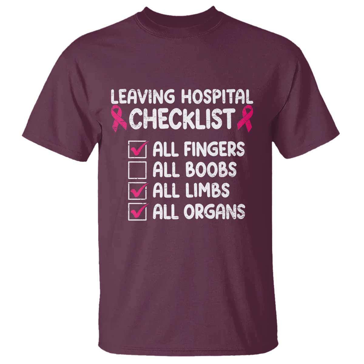 Leaving Hospital Checklist Funny Mastectomy Surgery T Shirt Breast Cancer Support Survivor Humor