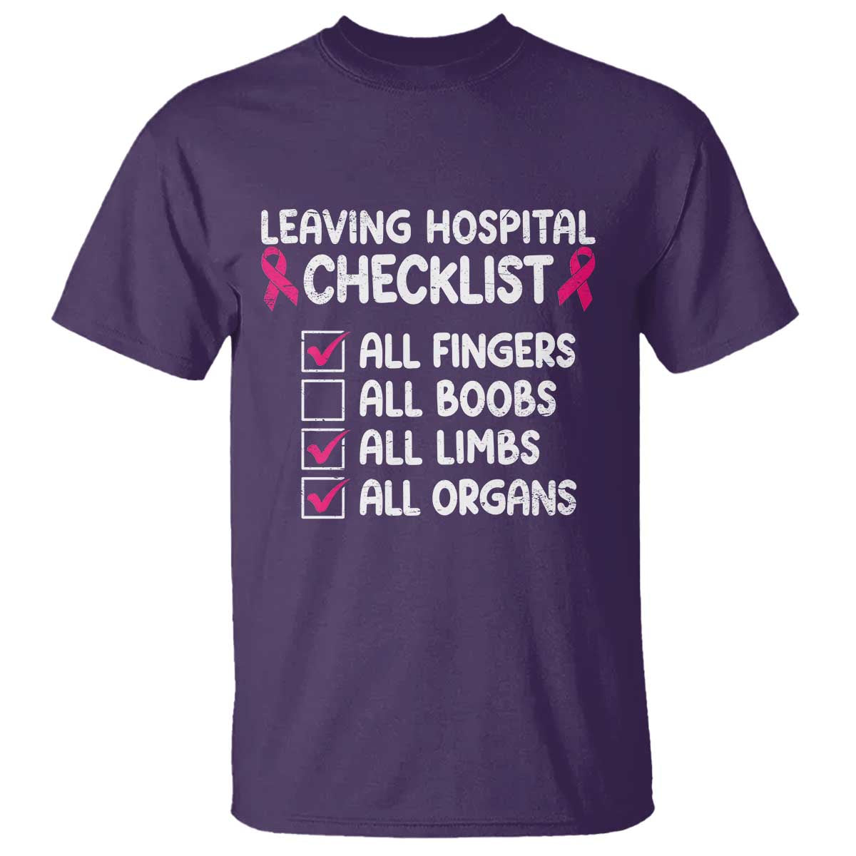 Leaving Hospital Checklist Funny Mastectomy Surgery T Shirt Breast Cancer Support Survivor Humor