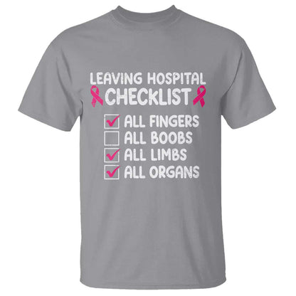 Leaving Hospital Checklist Funny Mastectomy Surgery T Shirt Breast Cancer Support Survivor Humor