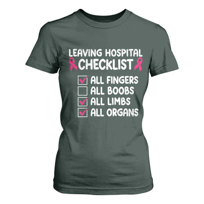Leaving Hospital Checklist Funny Mastectomy Surgery T Shirt For Women Breast Cancer Support Survivor Humor