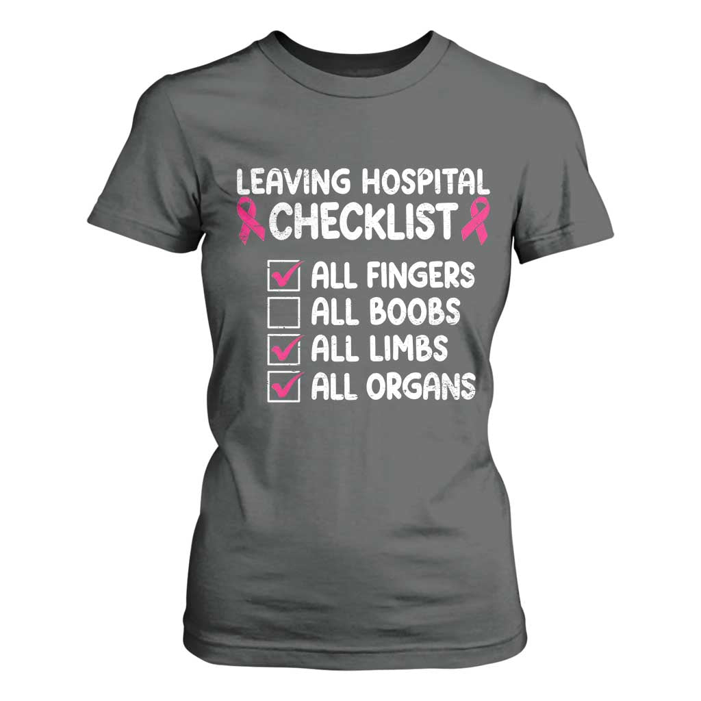 Leaving Hospital Checklist Funny Mastectomy Surgery T Shirt For Women Breast Cancer Support Survivor Humor