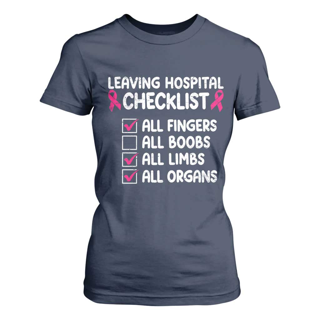 Leaving Hospital Checklist Funny Mastectomy Surgery T Shirt For Women Breast Cancer Support Survivor Humor