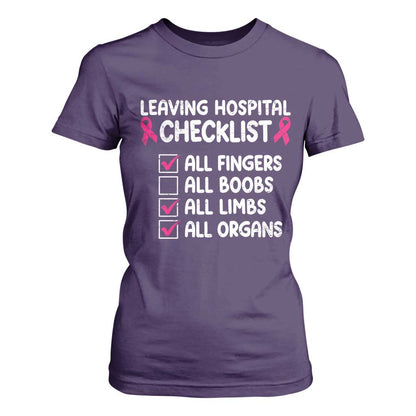 Leaving Hospital Checklist Funny Mastectomy Surgery T Shirt For Women Breast Cancer Support Survivor Humor