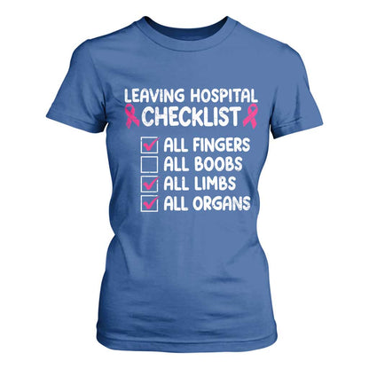 Leaving Hospital Checklist Funny Mastectomy Surgery T Shirt For Women Breast Cancer Support Survivor Humor