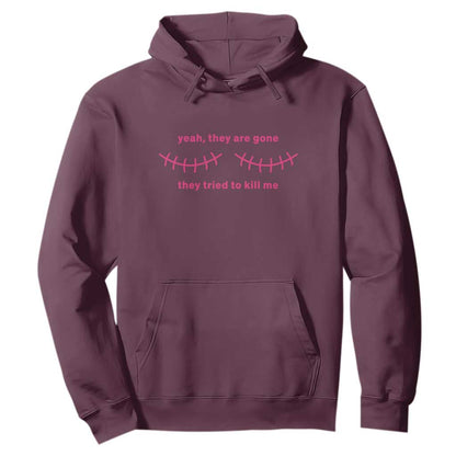 Funny Mastectomy Breast Cancer Support Survivor Hoodie Yeah They Are Gone They Tried To Kill Me