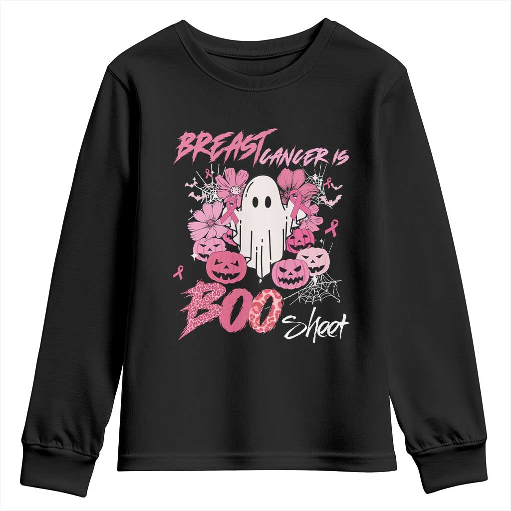 Halloween Breast Cancer Support Squad Youth Sweatshirt Save Your Boo Bees Spooky Boos Ghost