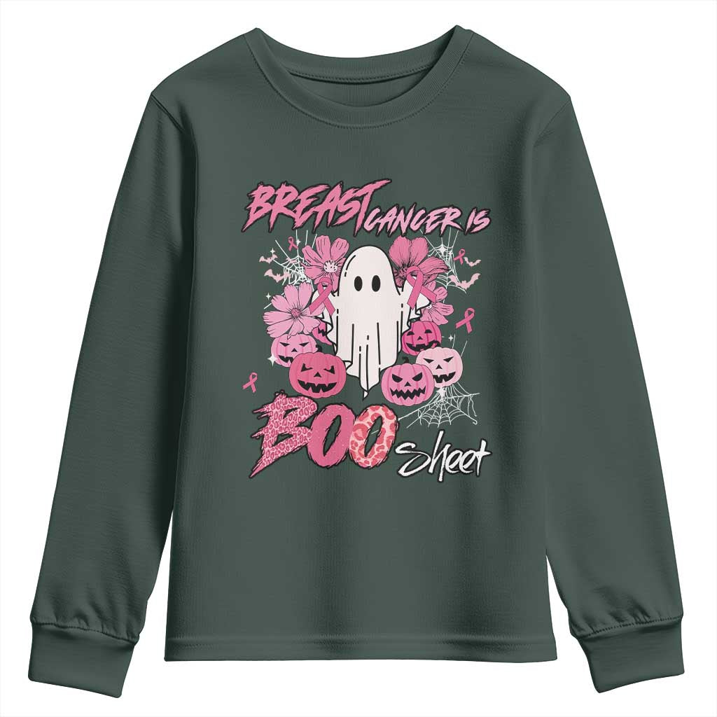 Halloween Breast Cancer Support Squad Youth Sweatshirt Save Your Boo Bees Spooky Boos Ghost