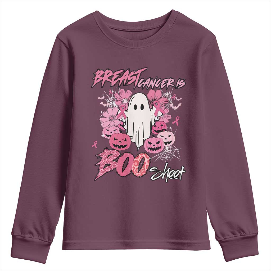 Halloween Breast Cancer Support Squad Youth Sweatshirt Save Your Boo Bees Spooky Boos Ghost