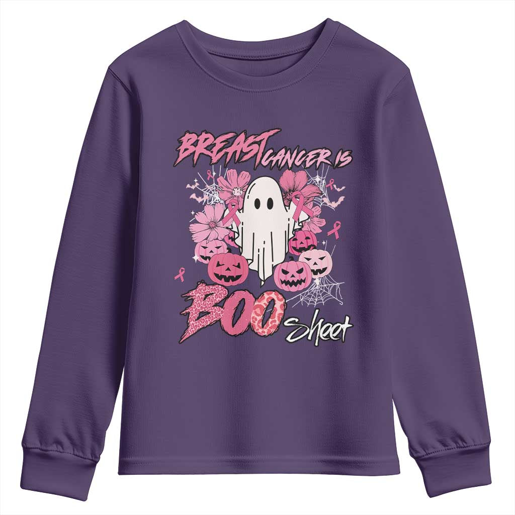 Halloween Breast Cancer Support Squad Youth Sweatshirt Save Your Boo Bees Spooky Boos Ghost