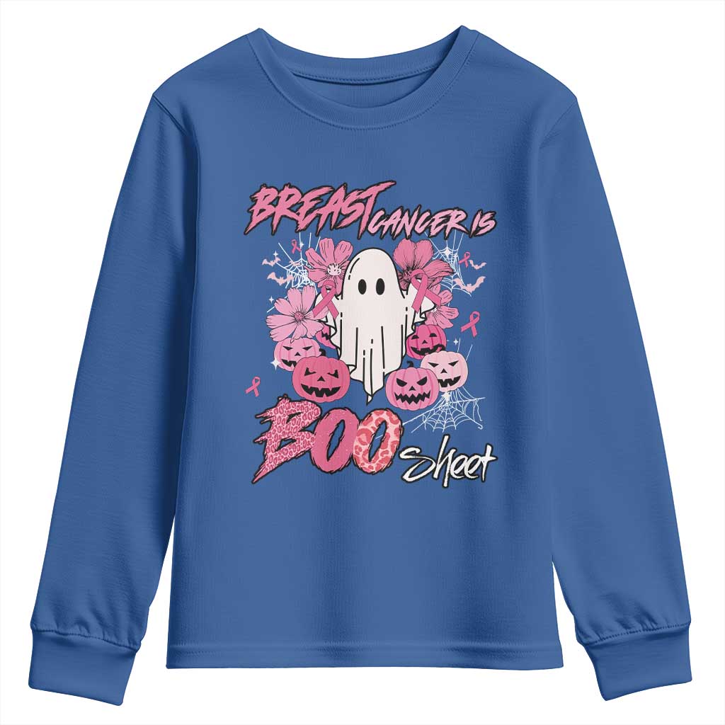 Halloween Breast Cancer Support Squad Youth Sweatshirt Save Your Boo Bees Spooky Boos Ghost