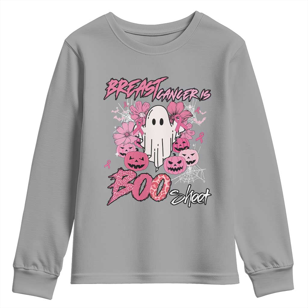 Halloween Breast Cancer Support Squad Youth Sweatshirt Save Your Boo Bees Spooky Boos Ghost