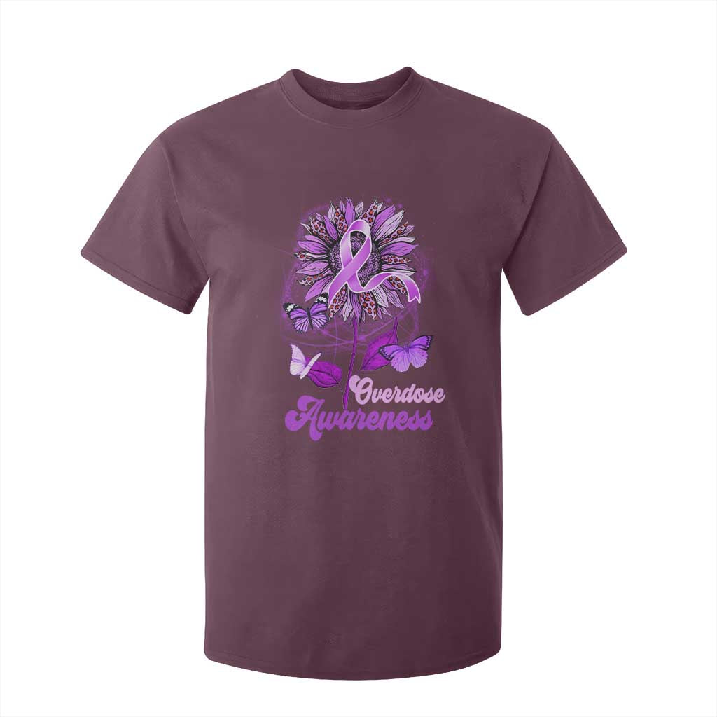 Purple Sunflower Overdose Prevention Support Squad T Shirt For Kid