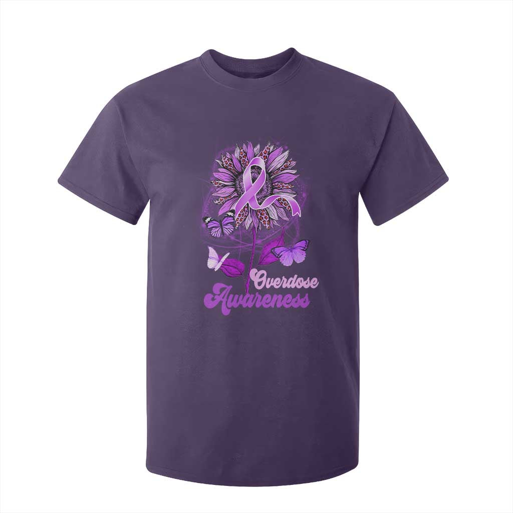 Purple Sunflower Overdose Prevention Support Squad T Shirt For Kid